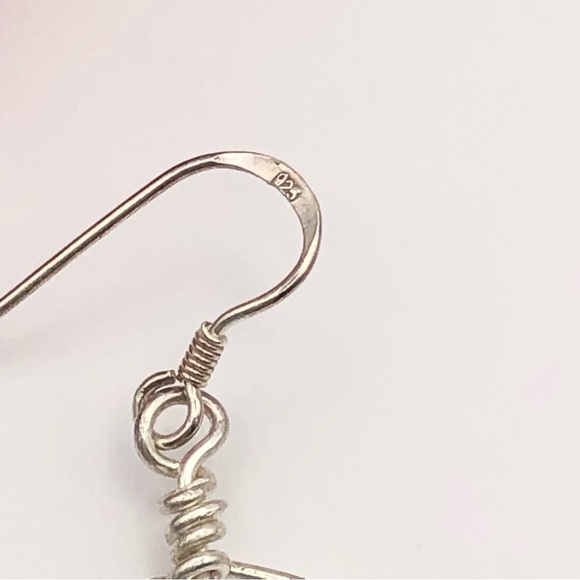 Sterling Silver Pearl Gemstone Beaded Long Dangle Chain Wire Cha Cha Earrings 5” - Picture 9 of 13